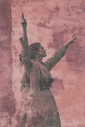 Midjourney generated image using SREF code Pastel Illusions: A woman with her arms outstretched in the air.