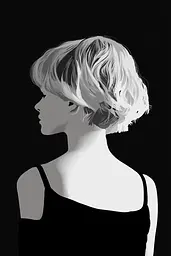 Midjourney generated image using SREF code ShadowKaleidoscope: A black and white illustration of a woman with short hair.