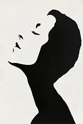 Midjourney generated image using SREF code ShadowKaleidoscope: A black and white silhouette of a woman's face.