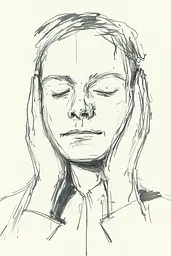 Midjourney generated image using SREF code Sketchrift: A black and white drawing of a woman with her eyes closed.