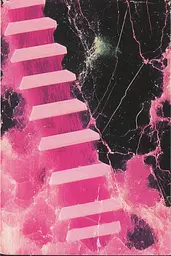 Midjourney generated image using SREF code Cyber Chic: A pink and black photo of a set of stairs.