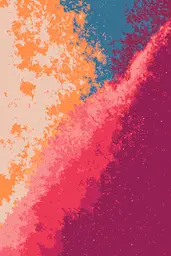 Midjourney generated image using SREF code Pixelated Ember: a pink and blue background with a splash of paint