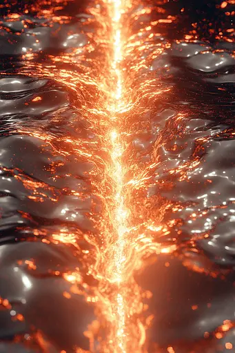 Midjourney generated image using SREF code Chromatic Elegy: a close up of a fire in the water 
