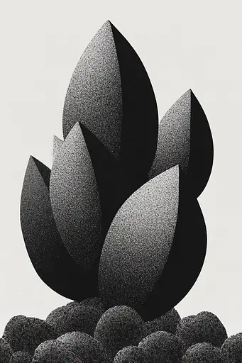 Midjourney generated image using SREF code Voidgrain: A black and white drawing of a lotus flower.