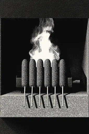 Midjourney generated image using SREF code Voidgrain: A black and white photo of a fire in a fireplace.