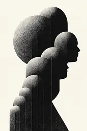 Midjourney generated image using SREF code Voidgrain: A black and white illustration of a woman's profile.