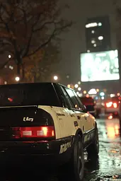 Midjourney generated image using SREF code Hushframe: A police car is parked on the side of the road.