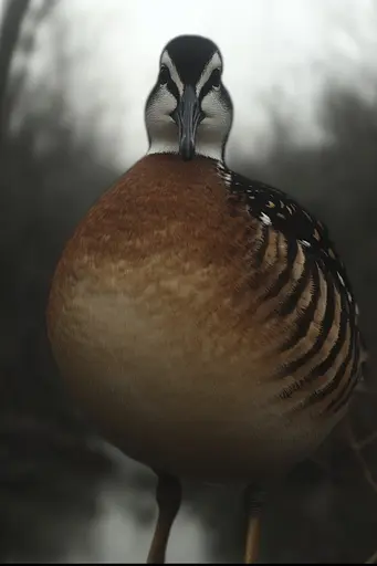 Midjourney generated image using SREF code Hushframe: A bird standing on top of a wooden post.