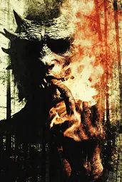 Midjourney generated image using SREF code Coalpaper: A poster of a demonic creature with a cigarette in his mouth.