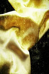Midjourney generated image using SREF code Coalpaper: A close up of a gold fabric on a black background.
