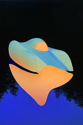 Midjourney generated image using SREF code ChromoSpectra: A blue and orange hat with a tree in the background.