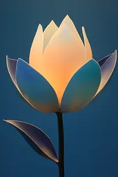 Midjourney generated image using SREF code ChromoSpectra: A white and blue lotus flower on a blue background.