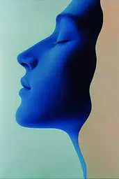 Midjourney generated image using SREF code ChromoSpectra: A painting of a woman's face with her eyes closed.