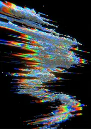 Midjourney generated image using SREF code , , , , , , : a close up of a bunch of colorful lights on a black background
