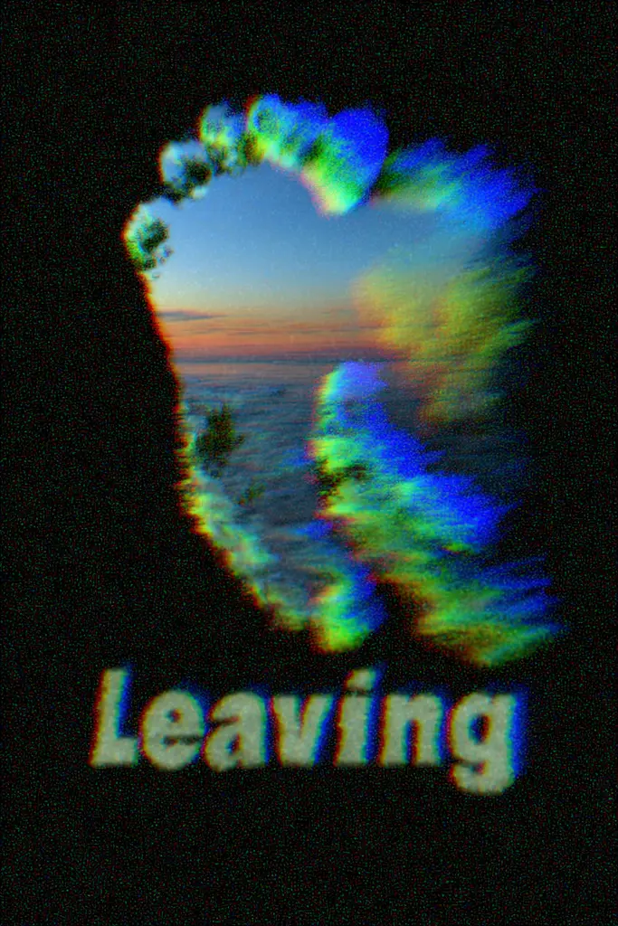 Midjourney generated image using SREF code , , , , , , : A picture of a heart with the word leaving on it.