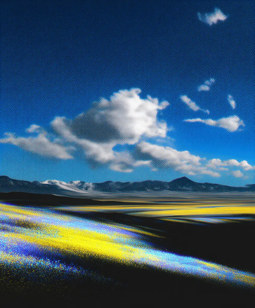 Midjourney generated image using SREF code , , : A picture of a desert landscape with mountains in the background.