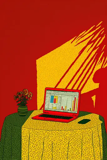 Midjourney generated image using SREF code , , , , , , , , , , : A laptop computer sitting on top of a table.