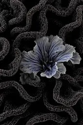 Midjourney generated image using SREF code Squelchloom: A black and white photo of a flower surrounded by tentacles.