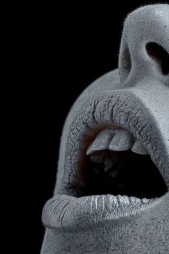 Midjourney generated image using SREF code Squelchloom: A close up of a woman's mouth with her tongue out.