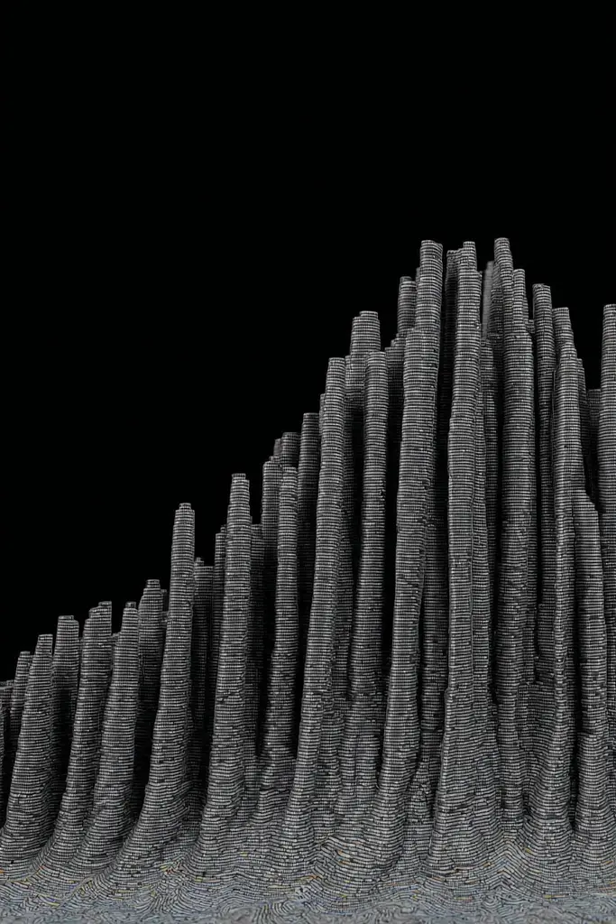 Midjourney generated image using SREF code Squelchloom: A black and white image of a mountain.