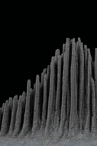 Midjourney generated image using SREF code Squelchloom: A black and white image of a mountain.