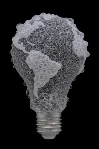 Midjourney generated image using SREF code Squelchloom: A light bulb with a globe inside of it.