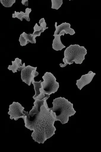 Midjourney generated image using SREF code Squelchloom: a black and white image of a bunch of mushrooms