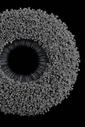 Midjourney generated image using SREF code Squelchloom: A black and white photo of a circle of flowers.