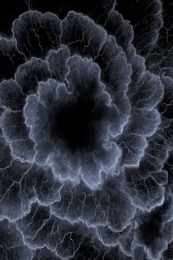 Midjourney generated image using SREF code Squelchloom: A black and white image of a cloud with lightning.