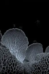 Midjourney generated image using SREF code Squelchloom: A group of spiders sitting on top of a coral.