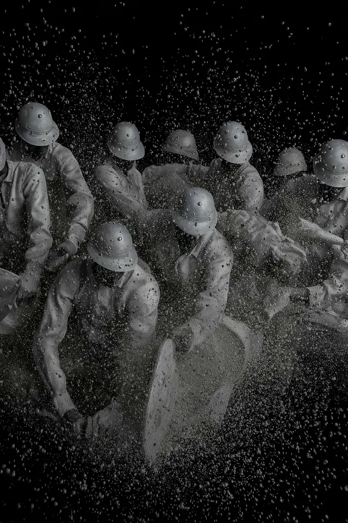 Midjourney generated image using SREF code Squelchloom: A group of soldiers are playing in the water.