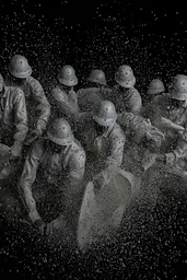 Midjourney generated image using SREF code Squelchloom: A group of soldiers are playing in the water.