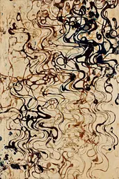 Midjourney generated image using SREF code Sepiawurp: A painting with black and brown paint on a beige background.