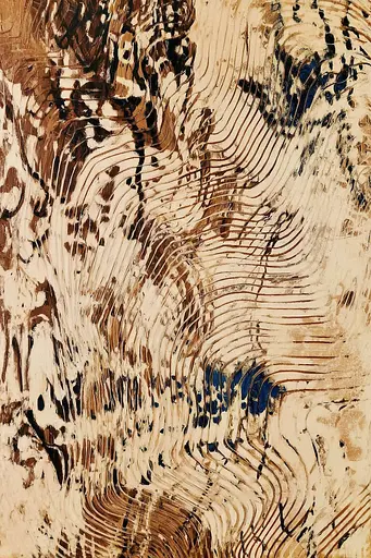 Midjourney generated image using SREF code Sepiawurp: A painting of a tree trunk with a pattern on it.
