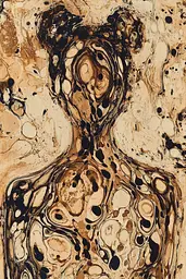 Midjourney generated image using SREF code Sepiawurp: A painting of a woman's torso in brown and black.