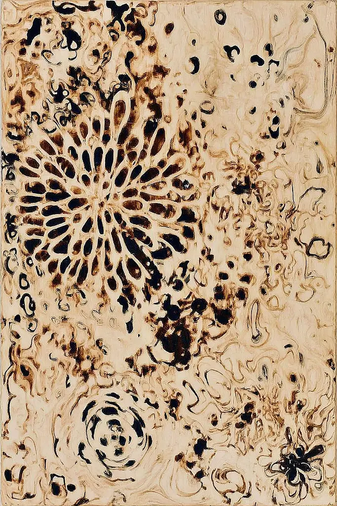 Midjourney generated image using SREF code Sepiawurp: A painting of a flower on a piece of paper.