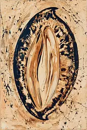 Midjourney generated image using SREF code Sepiawurp: A painting of a coffee bean on a piece of wood.
