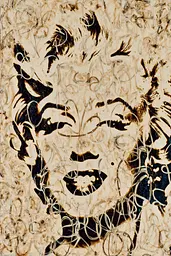 Midjourney generated image using SREF code Sepiawurp: a close up of a painting of a woman's face