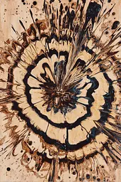 Midjourney generated image using SREF code Sepiawurp: A painting of a flower on a piece of wood.