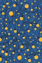 Midjourney generated image using SREF code Cheesequake: A blue background with yellow and black lights.
