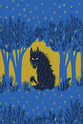 Midjourney generated image using SREF code Cheesequake: A black wolf sitting in the middle of a forest.