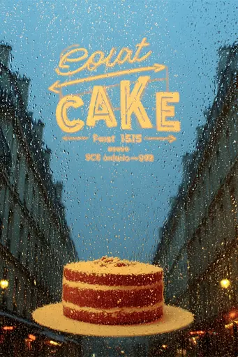 Midjourney generated image using SREF code Indigo Glyph: A cake sitting on top of a table in front of a window.