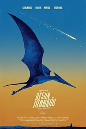 Midjourney generated image using SREF code Indigo Glyph: A poster for the movie Besun Iennaru. 