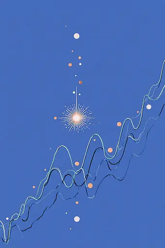 Midjourney generated image using SREF code Cerulean Quietude: A blue sky with a star in the middle of it.