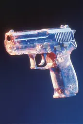 Midjourney generated image using SREF code Phosplasm: A gun that is sitting on top of a table.