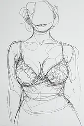 Midjourney generated image using SREF code Scribblephoria: A drawing of a woman wearing a bra. 