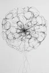 Midjourney generated image using SREF code Scribblephoria: A black and white drawing of a flower on a white background.