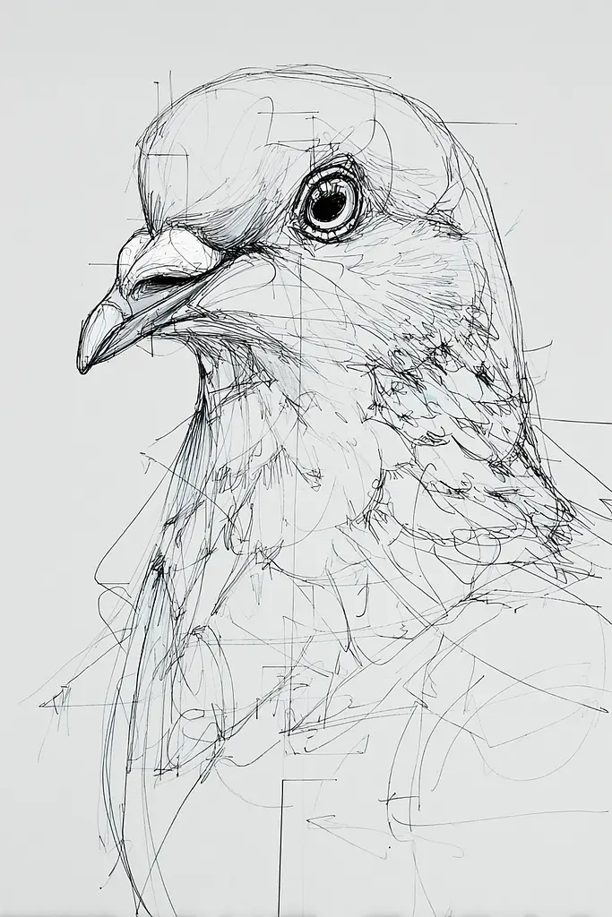 Midjourney generated image using SREF code Scribblephoria: A drawing of a bird on a piece of paper.