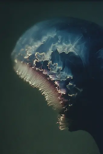 Midjourney generated image using SREF code Nebuloom: A close up of a jellyfish floating in the water.