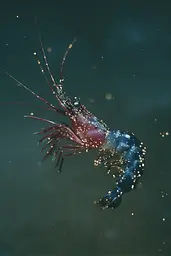Midjourney generated image using SREF code Nebuloom: A close up of a shrimp in the water.